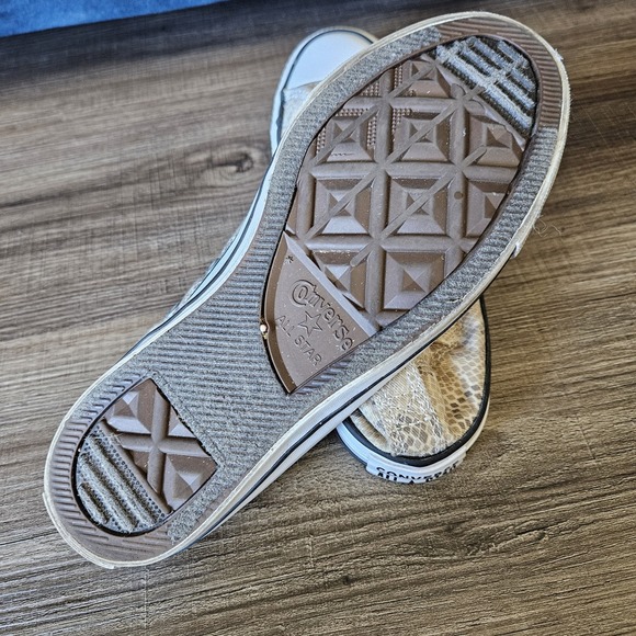 Converse Shoreline Slip On Sneakers Women's 7 Ivory Snake Print Lace Up‎ Canvas - Picture 10 of 11